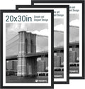 20x30 Poster Frame Set - 3 Pack, Textured Black Solid Wood Picture Frame, Wall Gallery Frame - Wall Hanging-Ruum Studio Home