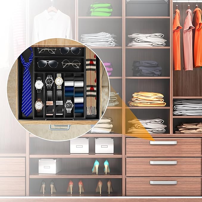 Bellsal Large Premium Bamboo Silverware Organizer - Expandable Utensil Drawer Organizer - 17"x19.6" Utensil Holder and Cutlery Tray with Grooved for Kitchen Flatware and Utensils(7-9 Slot, Black)-Ruum Studio Home