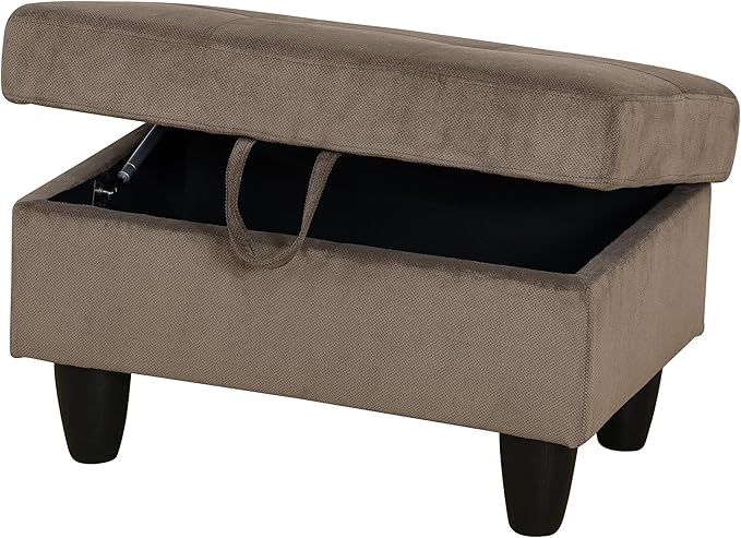 Ottoman Rectangular Storage Ottoman Bench, Flannel Footrest Stool Footstool with Lid for Living Room, Bedroom, Entryway, Brown, 28.5"x19"x17.5"-Ruum Studio Home