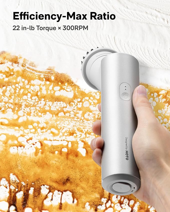 HOTO Cordless Electric Spin Scrubber, IPX7 Full Body Waterproof Dish Scrubber Brush, Bathroom Cleaning Brush, Max 22 in-lb, Power Scrubber with 9 Brush Heads for Kitchen, Sink, Bathroom, Shower, Tile-Ruum Studio Home