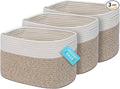 OrganiHaus Set of 3 Woven Storage Baskets for Organizing, Cotton Rope Organizer Bins for Shelves, Closet & Nursery, Dog Toy Basket, Decorative Bins for Toys, Towels & Books - 15x10x9, Brown-Ruum Studio Home