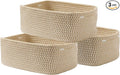 Small Woven Basket, 13.5 x 9.5 x 5 Inches, Storage Basket for Organizing, Cute Small Rope Shelf Closet Cube Storage Bins Baskets for Shelves, Dog Toy Gift Baskets Empty, 3 Pack Brown-Ruum Studio Home
