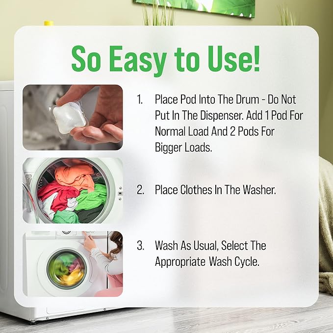 Rockin' Green Laundry Detergent Pods, Plant-based, All Natural, Vegan & Biodegradable Odor Fighter, Safe for Sensitive Skin (Unscented, Active Wear 40 Pods)-Ruum Studio Home