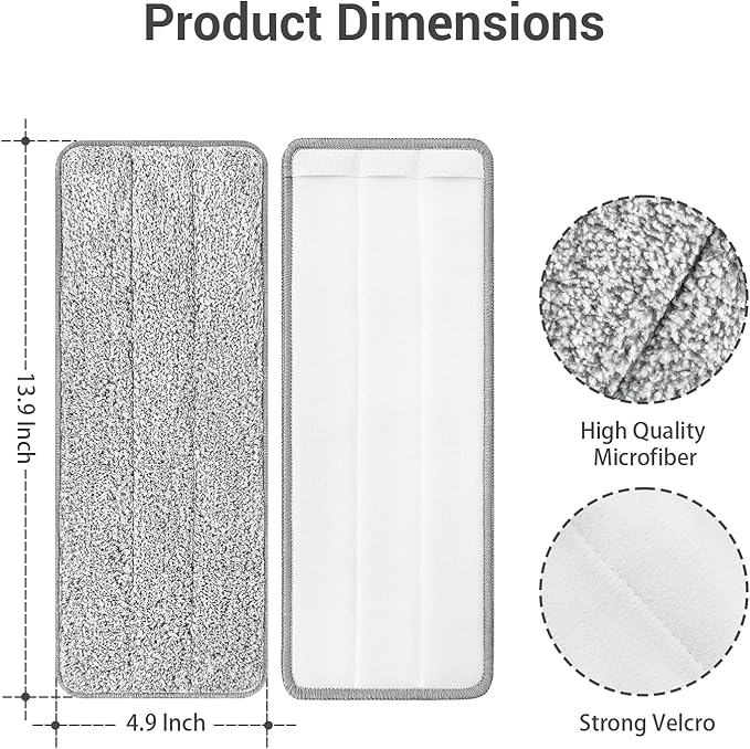 10Pcs Joymoop Mop Replacement Pads, 13 * 4.9'' Universal Mop Pads Mop Head Refills Washable Wet Mop, Compatible with Most 11-13” Size Mops，-Ruum Studio Home