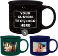 DISCOUNT PROMOS Custom Ceramic Campfire Coffee Mugs 13 oz. Set of 1, Personalized Bulk Pack - Perfect for Tea, Espresso, Cappuccino, Hot Cocoa - Black-Ruum Studio Home