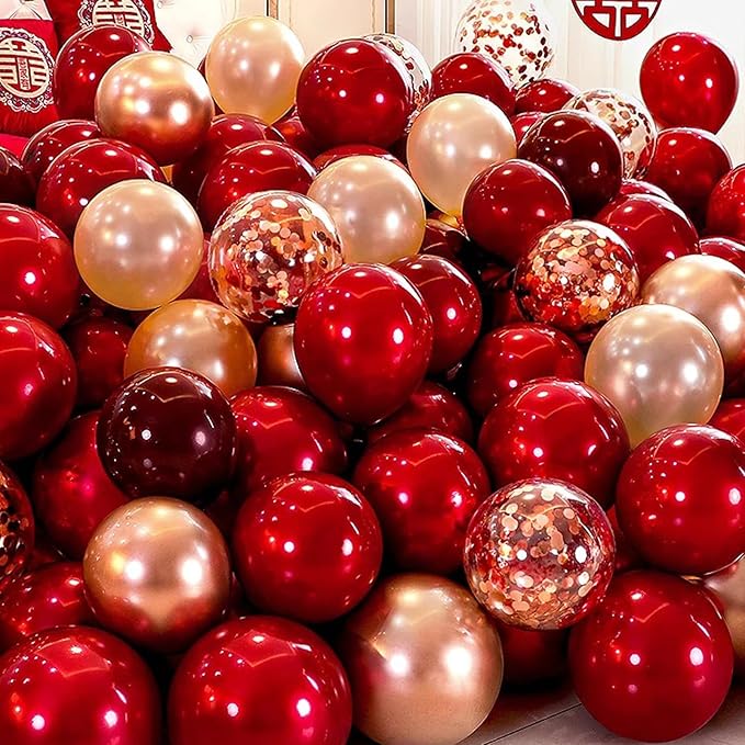 130pcs Ruby Red Balloons Different Sizes 18" 12" 10" 5" Dark Red Latex Balloon Garland Arch Kit for Birthday Baby Shower Graduation Wedding Valentine's Day Christmas Party Decorations-Ruum Studio Home