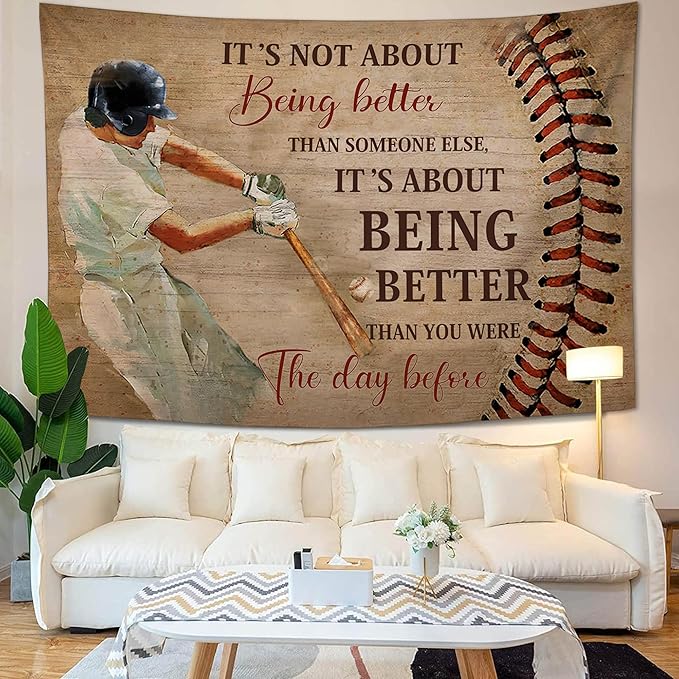 yowecso Baseball Tapestry Sport Theme Tapestry Wall Hanging for Bedroom Baseball Tapestries Aesthetic Wall Decor for Home Dorm Living Room 60"x90"-Ruum Studio Home
