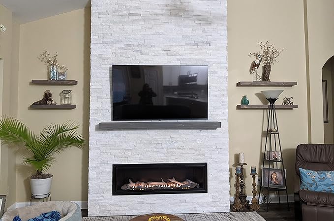 joelsantiques 48 Inch Wooden Floating Shelves for Wall - 48x6x2 in - Made of Natural Wood - Long Heavy Duty Rustic Wall Shelves for Bedroom - Perfect for Living Room, Kitchen - Gray - Grey-Ruum Studio Home