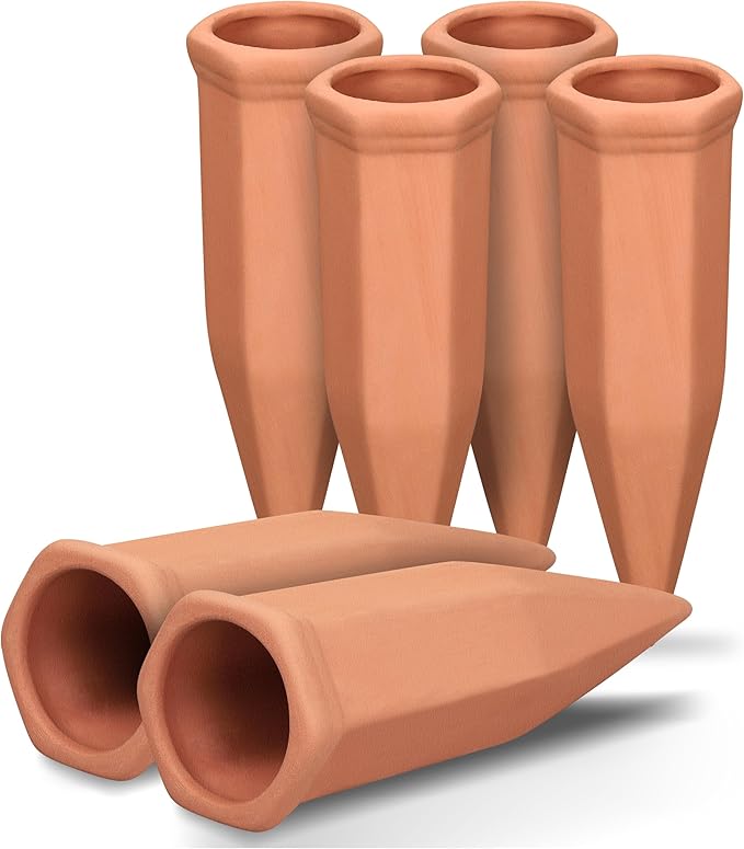 Large Terracotta Plant Watering Spikes, Automatic Plant Waterer Outdoor | Indoor Use, Vacation Clay Watering Devices System, Slow Release Self Watering Planter Insert, 6 Pack-Ruum Studio Home