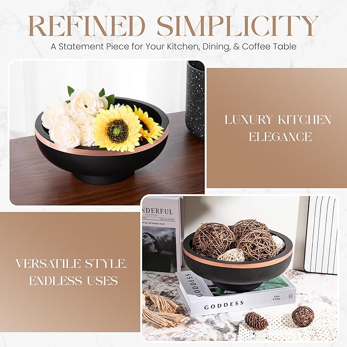 Concrete Fruit Bowl for Kitchen Counter - Large Decorative Bowls for Home Decor - Modern Key Bowl for Entryway Table - Hand-Poured Pedestal Bowl for Keys-Ruum Studio Home