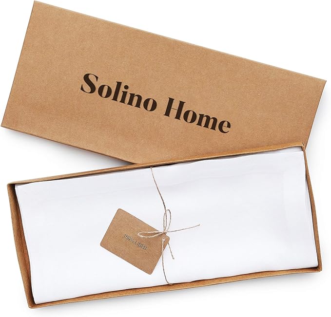 Solino Home Linen White Table Runner 144 Inches Long - 100% Pure Linen Extra Long Table Runner 14 x 144 Inch for Fall, Autumn, Halloween, Thanksgiving - Fete-Ruum Studio Home