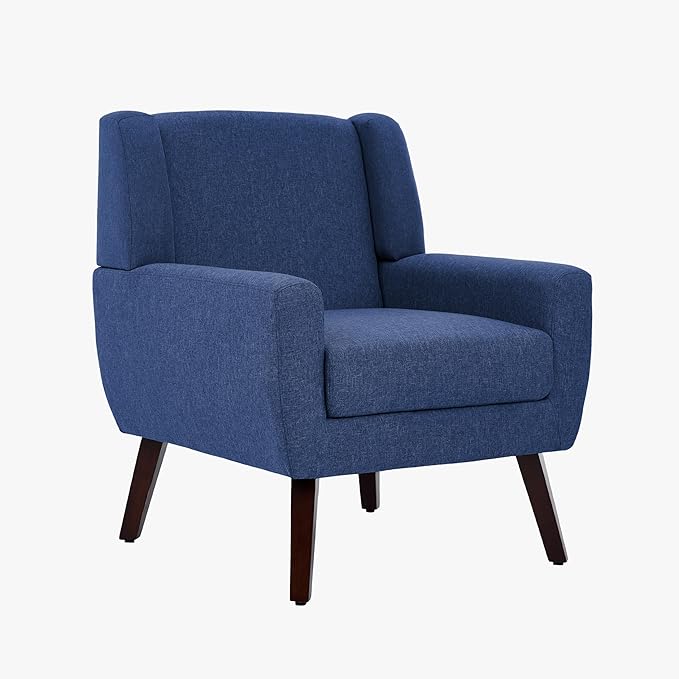 UIXE Accent Chairs Set of 2, Fabric Upholstered Armchair for Living Room, Comfy Arm Chair Single Sofa Bedroom Side Reading Seat - Flax Blue-Ruum Studio Home
