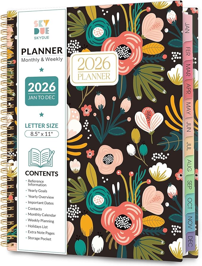Planner 2026, 8.5" x 11" Monthly & Weekly Planner with Tabs, JAN - DEC 2026, Goal Setting & Time Management Organizer for Professionals & Students-Ruum Studio Home