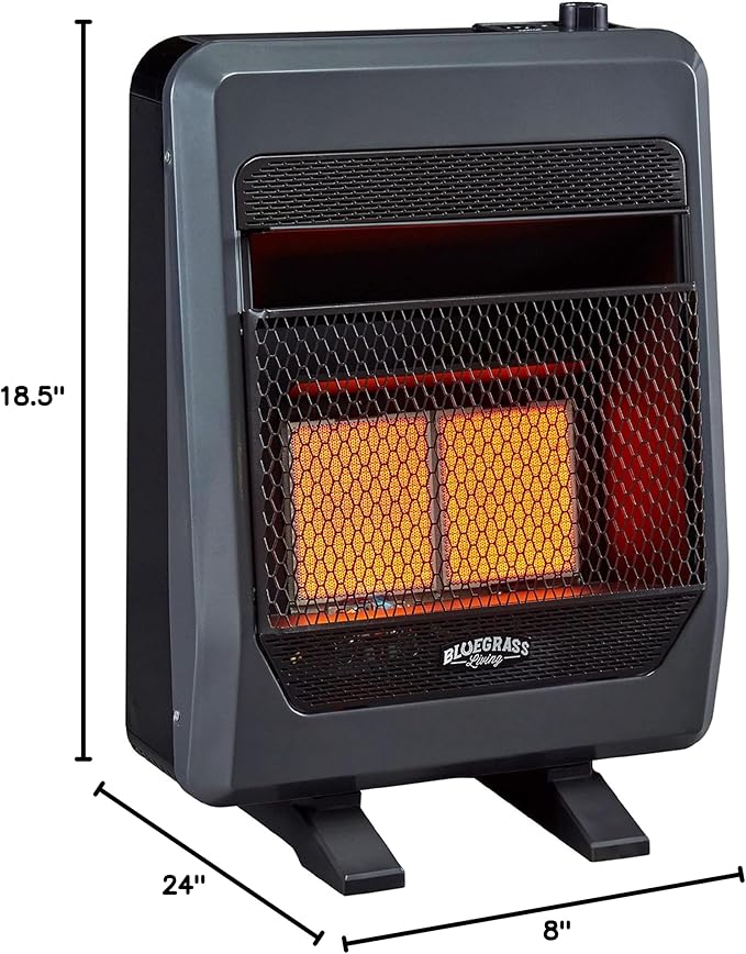 B20TNIR-BB Ventless Natural Gas Infrared Space Heater with Thermostat Control for Home & Office, 20000 BTU, Heats Up to 950 Sq. Ft., Includes Wall Mount, Base Feet, and Blower, Black-Ruum Studio Home