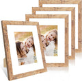 8x10 Picture Frame Set of 4, 8 x 10 Wood Photo Frames with Mat for 5x7, Natural Wooden Frame with Real Glass Cover for Wall and Tabletop Display,Brown-Ruum Studio Home