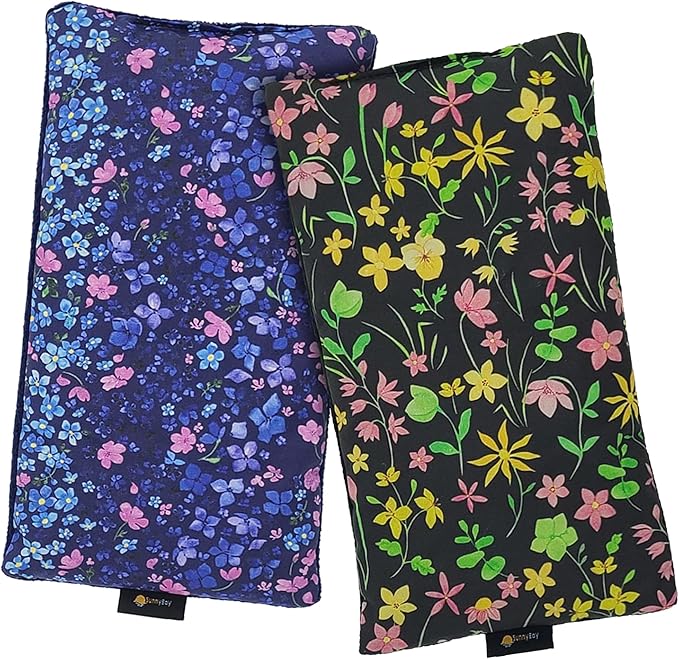 SunnyBay Small Microwave Heating Pad, Microwavable Versatile Cold/Heated Neck and Shoulder Wrap for Back Pain and More, Moist Heat Cotton-Fleece Pad, 6x11 Inches, Lilac and Green Flowers, Pack of 2-Ruum Studio Home