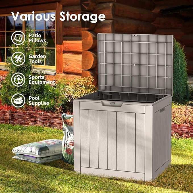 DRATO Deck Boxes, 31 Gallon Outdoor Storage Box for Patio Cushion, Sports Equipment, Garden Tools, Waterproof and UV Resistant, Lockable (Grey)-Ruum Studio Home