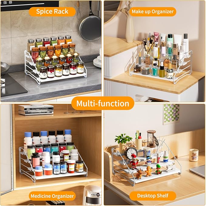 RCHYFEED Spice Rack Organizer for Cabinet, 4 Tier Spice Organization for Cabinet Depth Adjustable,Tierd Spice Rack Seasoning Organizer for Kitchen Countertop Pantry, Metal(1 Pack)-Ruum Studio Home