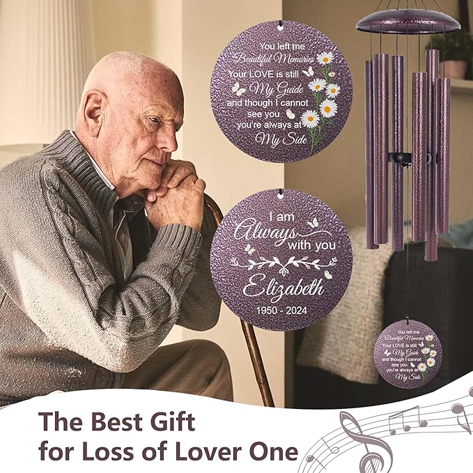 ASTARIN 36" Large Deep Tone Personalized Sympathy Wind Chimes, Memorial Wind Chime for Loss of Mother Father Loved One, Bereavement Gifts Decor Outdoor Patio Garden Graveyard-Ruum Studio Home