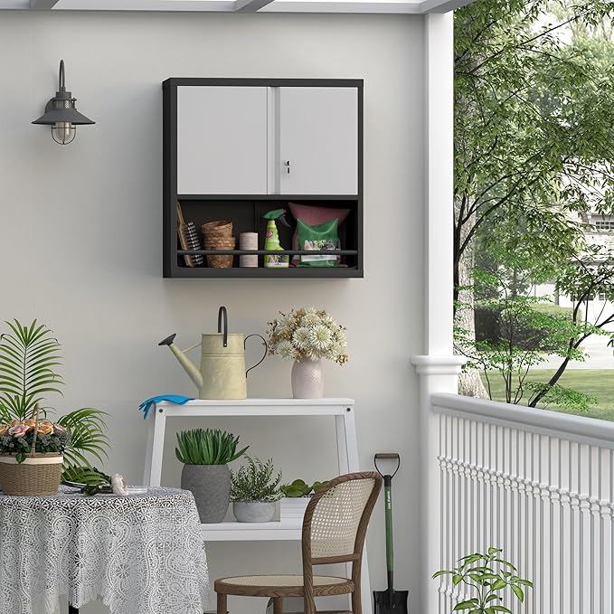 Garage Cabinets,Metal Storage Cabinet with Locking Door,Lockable Wall Mount Cabinet for Storage,Hanging Cabinets for Garage,Kitchen,Office-Ruum Studio Home