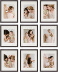 Sheffield Home 9 Piece Gallery Wall Frame Set, 11x14 Inch, Dark Oak-Ruum Studio Home