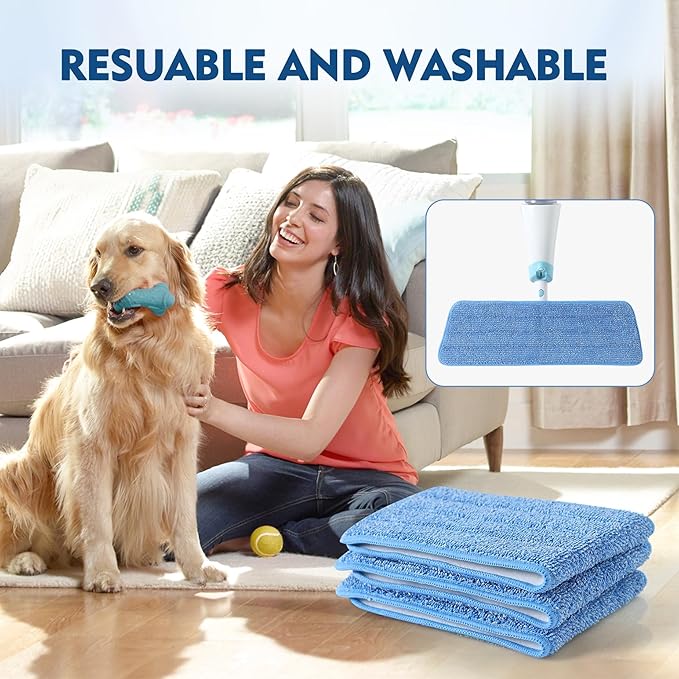 3 Pack Microfiber Mop Pads, Mop Replacement Pads Refills Floor Spray Mop Pads Wet Moping Pads Refill Reusable Pads Suitable for All Spray Mops Cleaning-Ruum Studio Home
