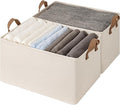 StorageWorks Storage Bins, Shelves Baskets for Organizing, 45L Extra Large Fabric Closet Organizers with Handles, Metal Frame, Beige（Cotton-linen）, 2-Pack-Ruum Studio Home