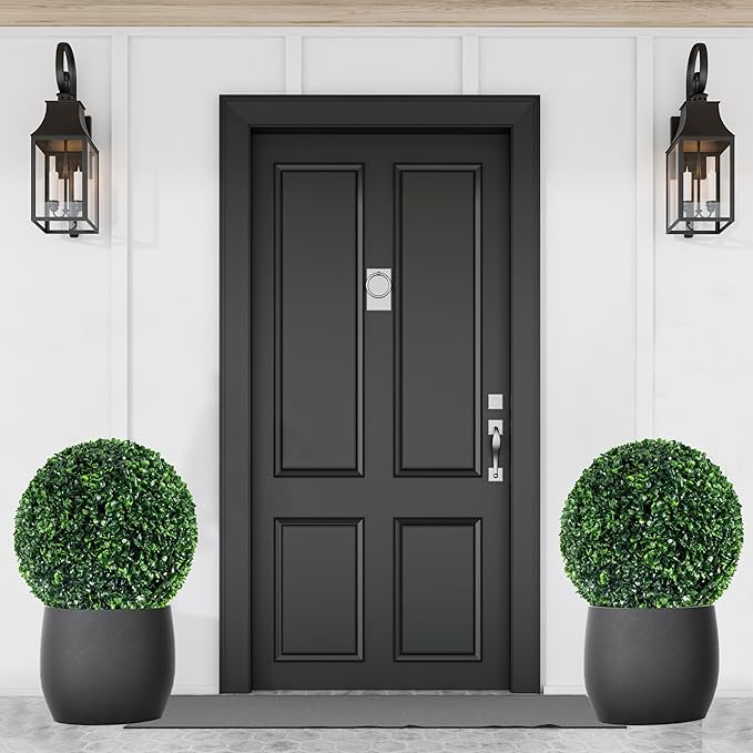 Ogrmar 2 PCS 13.7 inch 2 Layers Artificial Plant Topiary Ball Faux Boxwood Decorative Balls for Backyard, Balcony,Garden, Wedding and Home Décor (13.7 Inch)-Ruum Studio Home