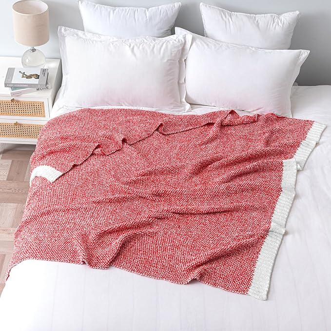 MIULEE Red Super Soft Throw Blanket for Couch, Cozy Fluffy Warm Blankets Lightweight Knit Throw Blankets for Sofa, Bed, Chair, Living Room, Camping, Picnic, 50 x 70 inch-Ruum Studio Home