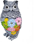 Garden Solar Owl Statue with Glowing Succulent Decor Outdoor Figurine Light Resin Sculpture Decoration for Home Porch Patio Lawn Farm Yard Housewarming Ornament Gift-Ruum Studio Home