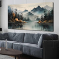 Rustic Wall Art for Living Room Large Size Teal Mountain Tree Landscape Canvas Wall Art for Bedroom Office Decor 29 x 59 Inch-Ruum Studio Home