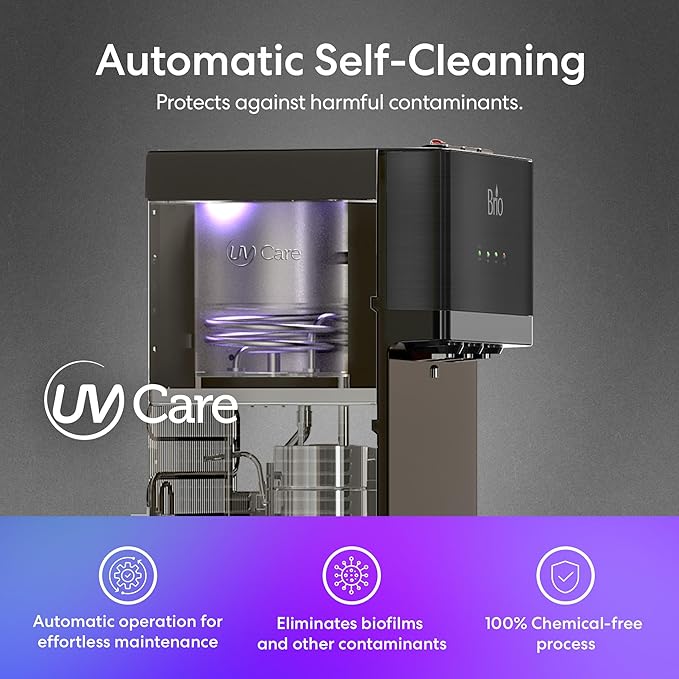 Brio Self Cleaning Bottom Loading Water Cooler Water Dispenser – Black Stainless Steel - 3 Temperature Settings - Hot, Room & Cold Water-Ruum Studio Home