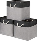Bidtakay Fabric Cube Storage Bins for Organizing 13x13 Large Storage Baskets Decorative Storage Bins for Home Storage Set of 3 Shelf Organizer Bins for Toy Storage (Black&grey)-Ruum Studio Home