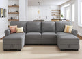 HONBAY Convertible Sectional Sofa with Storage U Shaped Sectional Couch with Reversible Chaise Small Sectional Couches for Living Room,Grey-Ruum Studio Home