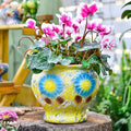 Sungmor Ceramic Hand Painted Succulent Flower Pots, 9 Inch Large Pottery Pots for Indoor Outdoor Plants, Decorative Ceramic Vase for Flower Arrangement Home Decor, Vintage Centerpieces Flowerpot-Ruum Studio Home