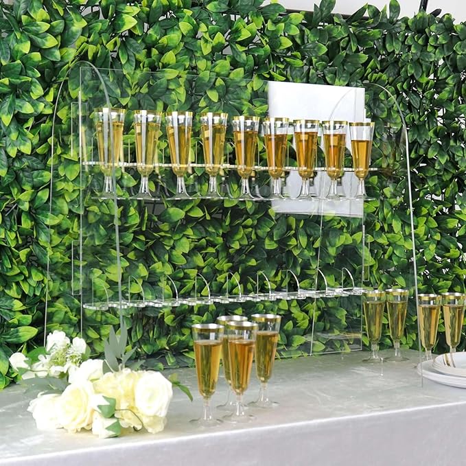 Tableclothsfactory 25" Clear Acrylic 2-Tier Wine Glass Stemware Rack, Champagne Flute Holder with Stand-Ruum Studio Home