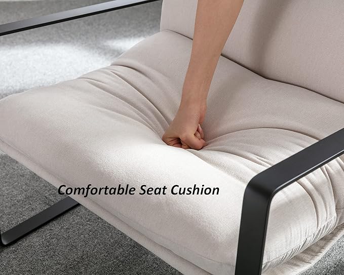 DUOMAY Mid-Century Accent Chair Armchair Set of 2, Comfy Linen Fabric Leisure Chair Lazy Chair with Metal Leg for Living Room Bedroom Office Apartment, White-Ruum Studio Home