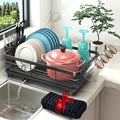Godboat Dish Drying Rack, Dish Rack with Auto-Drain & Mat, Dish Drainers for Kitchen Counter, Glass Organizer for 4 Cups, 3 Slots Utensil Holder, Gifts for Women Mothers Day, Kitchen Gadgets & Decor-Ruum Studio Home