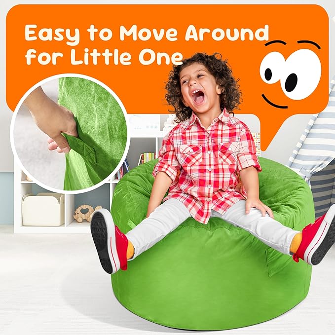 Hobestluk Bean Bag Chairs 2.5FT Bean Bag Chair with Memory Foam Filled & Machine Washable Cover,Beanbag Chair, Small Bean Bag Chairs for Playroom, Living Room, Bedroom-Ruum Studio Home