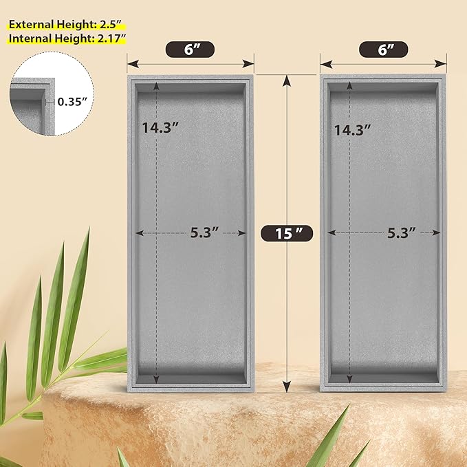 Kitchen Drawer Organizer Bins, Stackable Bamboo Drawer Organizer for Silverware, 2 Pcs Toilet Paper Basket Holder, Wood Bathroom Tray Countertop, Toilet Tank Tray Silver 15" x 6" x 2.5"-Ruum Studio Home