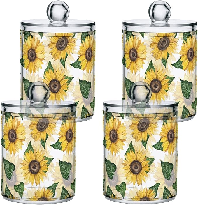 Sunflower 2PC Airtight Transparent Plastic Storage Jar, Food Storage Container Glass, Can Store Candy, Salt, Coffee Beans, With lid, Easy To Use-Ruum Studio Home