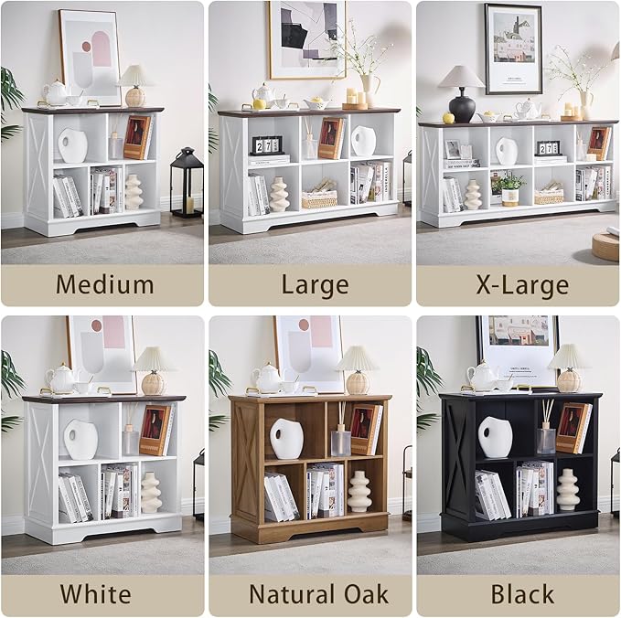 Farmhouse 5 Cube Bookshelf, Black Storage Organizer Bookcase, Kids Toy Storage Cabinet, Small Bookshelves Storage Organizer Shelf, Wood Display Cabinet Book Shelves for Bedroom,Living Room,Office-Ruum Studio Home