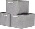 Bidtakay Storage Baskets Gray 3 Pack Shelf Baskets Collapsible Storage Bins for Clothes 15X11X9.5Inch Decorative Baskets with Handles Large Baskets for Organizing Closet Home Storage (Grey)-Ruum Studio Home