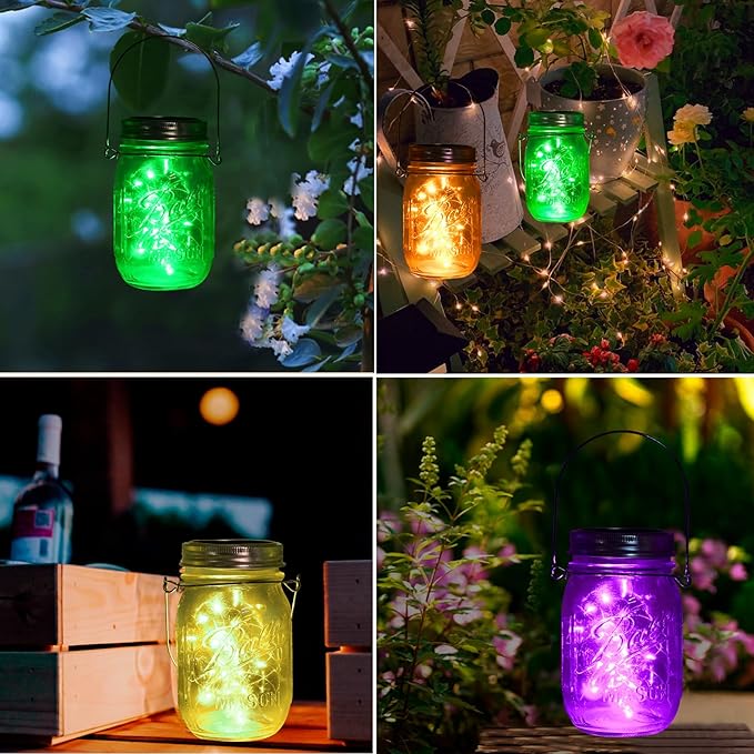 ZNYCYE Mason Jar Solar Lights for Outside, 12 Pack 30LED Fairy Firefly Lights Mason Jar Solar Lids Outdoor Waterproof String Lights with Hangers(NO Jars) for Patio Garden Yard Lawn Decor(6 Colors)-Ruum Studio Home
