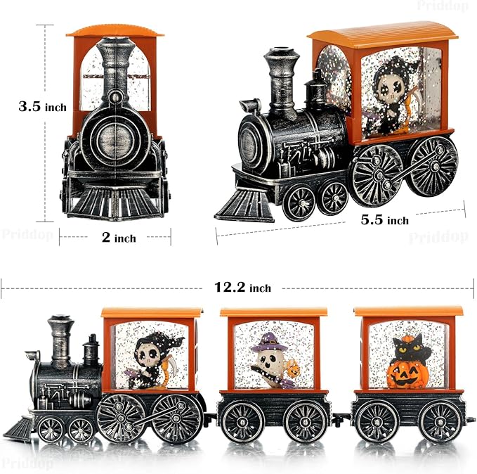 Halloween Snow Globe Train Skeleton Reaper Black Cat Pumpkin Ghost Classic Relief Texture Battery Powered LED Glitter Halloween Decorations Indoor-Ruum Studio Home