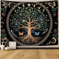Lunerfex Tree of Life Tapastry Sun and Moon Tapastry Flower Boho Tree Mandala Wall Hanging for Bedroom and Living Room Decor Green Tree 70×90 Inches-Ruum Studio Home