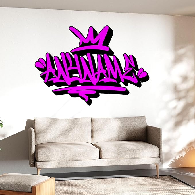 Custom Graffiti Name Wall Decal Personalized Graffiti Name Decal Graphics Large Vinyl Wall Decals for Home & Room Décor, Peel & Stick Wall Art for Kids & Teens Bedroom, Car, Vehicles-Ruum Studio Home