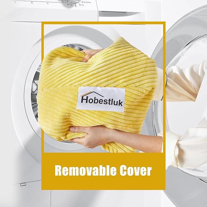 Hobestluk 3.5FT Bean Bag Chair Adult Bean Bag Chair Large Bean Bag Chair with Filler Included Teardrop Bean Bag with Removable Cover for Bedroom Living Room - (Large, Yellow)-Ruum Studio Home