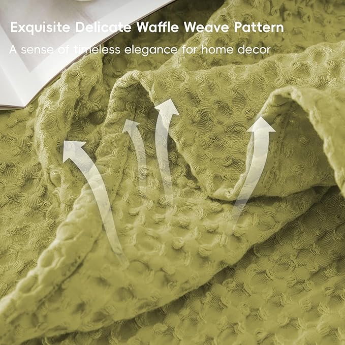 PHF Ultra Soft Waffle Weave Blanket King Size 104"x 90"- Washed Lightweight Breathable Cozy Woven Blanket for Bed - Aesthetic Decor for Couch Bedding Sofa Home Car - Olive Green-Ruum Studio Home