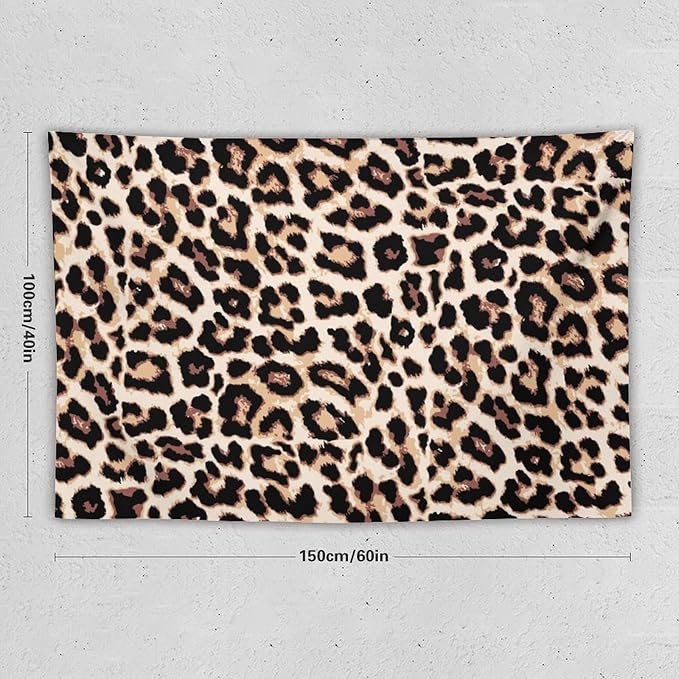 HZOHNAGO Leopard Print Tapestry Rustic Brown Leopard Wild Animal Printed Wall Tapestry Painting Wall Hanging for Bedroom Living Room Dorm 60" W x 40" H-Ruum Studio Home